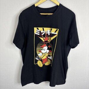 Disney Mickey Mouse Japanese Graphic T-Shirt Black Men’s Large